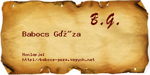 Babocs Géza névjegykártya